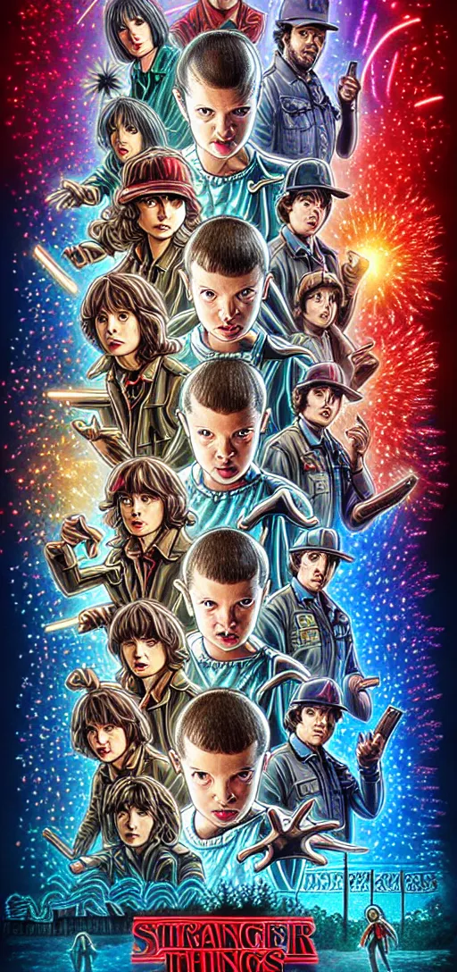 Prompt: Stranger Things Japanese Anime Poster