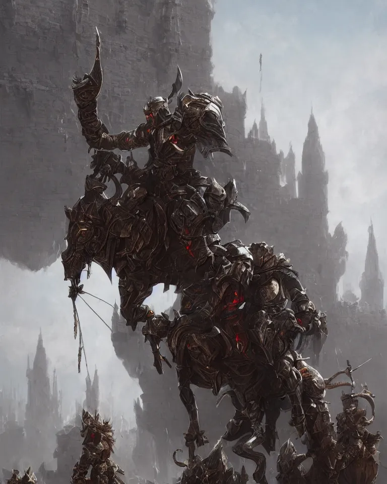 Prompt: fantasy knight, ornate intricate armour, hanging from a tall stone brick wall,'the countdown begins'written in blood on the wall, artstation, matte painting, concept art, greg rutkowski, 4 k