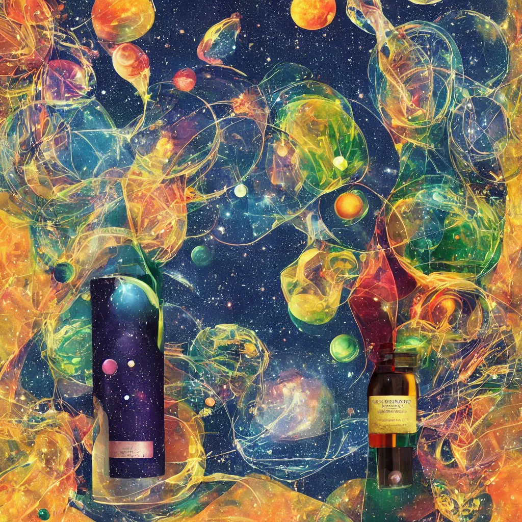 Prompt: the universe contained within a bottle, in a style of mid journey