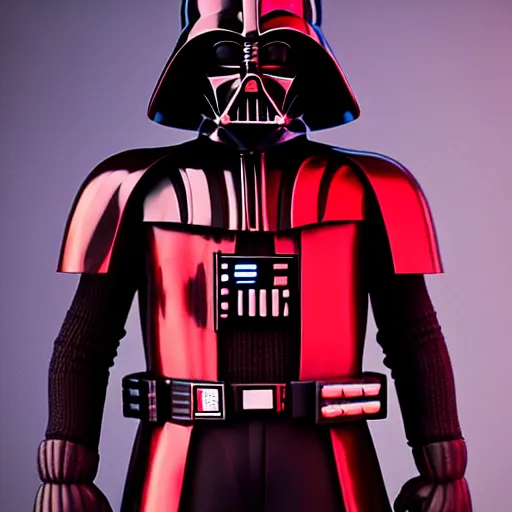 Image similar to darth vader but his entire suit is crimson red, high detail, 8 k