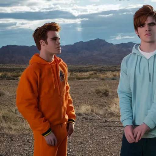 Image similar to kj apa as archie andrews with jesse pinkman, still from breaking bad