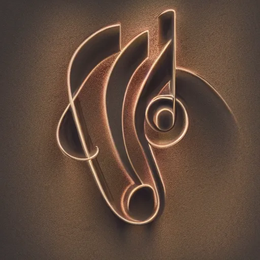 Prompt: a polished bronze sculpture of music notation, three quater notes, art installation, cinematic light, shadows, 8 k, unreal render, reflections,