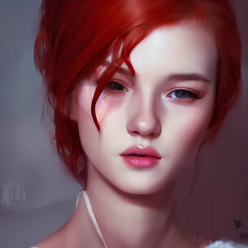 Image similar to a portrait of a pretty young woman, red hair, wearing 1 9 8 0 s fashion, cinematic lighting, cinematic atmosphere, character concept art by wlop and artgerm, trending on artstation, 4 k detail, hyperdetailed, 8 k
