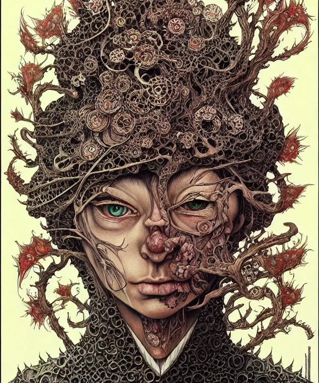 Prompt: portrait painted in jacek yerka style drawn by vania zouravliov and takato yamamoto, inspired by d & d, intricate acrylic gouache painting, high detail, sharp high detail, artstation