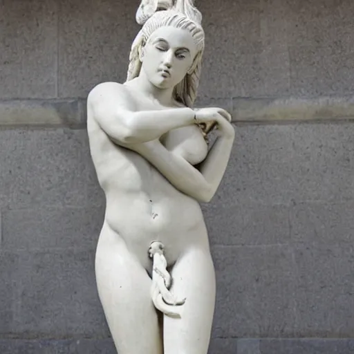 Prompt: doja cat as a greek marble statue, female beauty