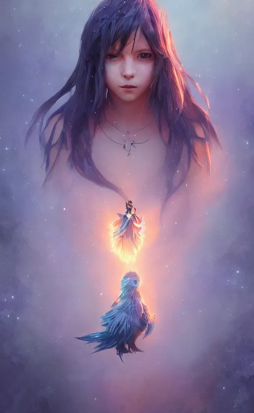 Prompt: a girl from final fantasy live action, cosplaying as piplup, evocative, mystical night, very very very very detailed, award winning, masterpiece digital painting by greg rutkowski, alex grey, artstation, 4 k wallpaper