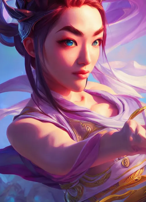 Image similar to shen fortune from league of legends, half body shot, path traced, realistic, highly detailed, high quality, digital painting, hd, alena aenami, lilia alvarado, shinji aramaki, karol bak, alphonse mucha, tom bagshaw