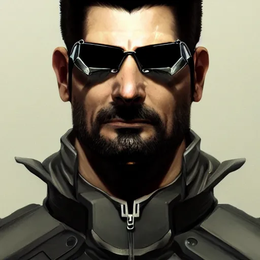 Prompt: Adam Jensen from Deus Ex as Gigachad, by Cedric Peyravernay, highly detailed, hyperealism, dramatic, cinematic concept art, dramatic lighting, trending on ArtStation