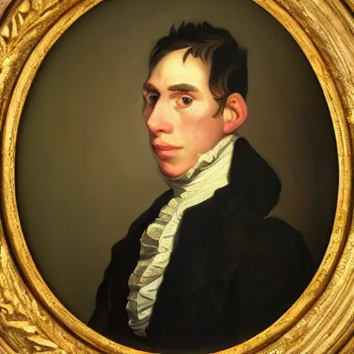 Prompt: An 18th century oil painting of Jerma985, portrait of Jerma985, grainy, realistic, very realistic, hyperrealistic, highly detailed, very detailed, extremely detailed, very neat, very epic, very cool, detailed, trending on artstation