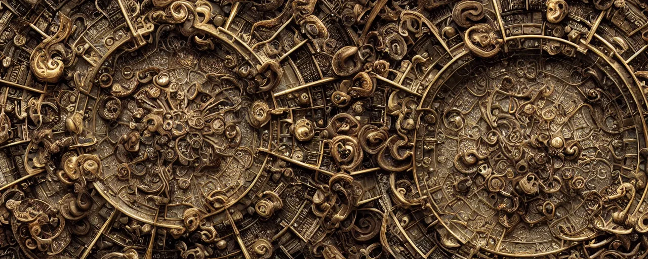 Image similar to planet made of mushrooms and ornate bronze gears, [ cinematic, detailed, epic, widescreen, opening, establishing, mattepainting, photorealistic, 4 k, octane render, art by greg rutkowski ]