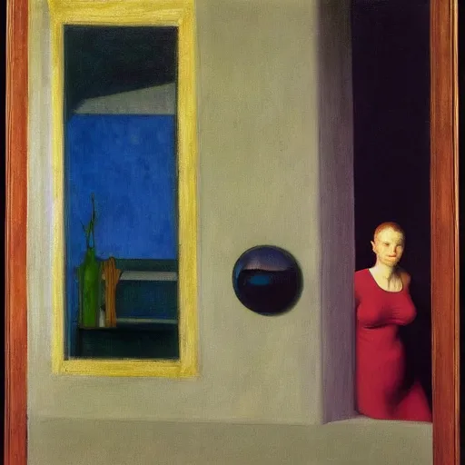 Prompt: a liminal weird painting, film still by edward hopper, by Pontormo, by klimt, pre-raphaelite. art noveau, art noveau, highly detailed, strong lights, liminal, eerie, Bright pastel colors