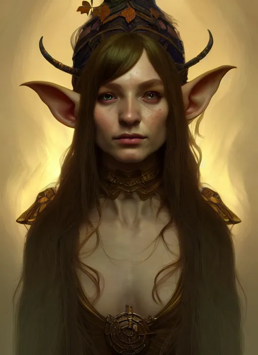 Image similar to portrait of an elf - goblin using the golden ratio, highly detailed, digital painting, artstation, sharp focus, illustration, art by tan zi and ayanamikodon and alphonse mucha and wlop