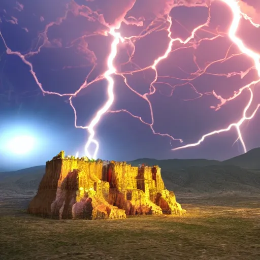 Image similar to Illustration of the 8th Wonder of Antiquity, digital art, high quality, 8k cinematic + volumetric lightning