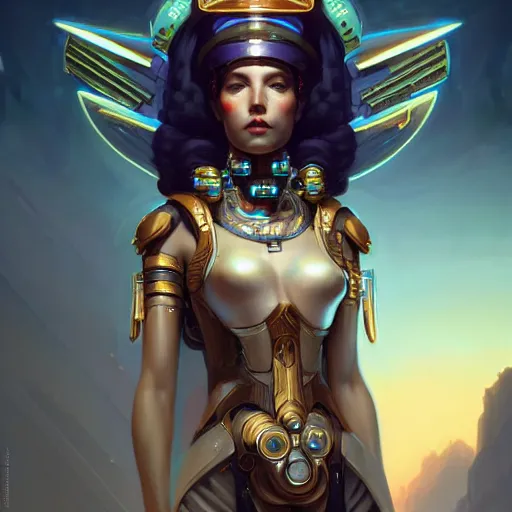 Image similar to a portrait of a beautiful cybernetic cleopatra, cyberpunk concept art by pete mohrbacher and wlop and artgerm and josan gonzales, digital art, highly detailed, intricate, sci-fi, sharp focus, Trending on Artstation HQ, deviantart, unreal engine 5, 4K UHD image