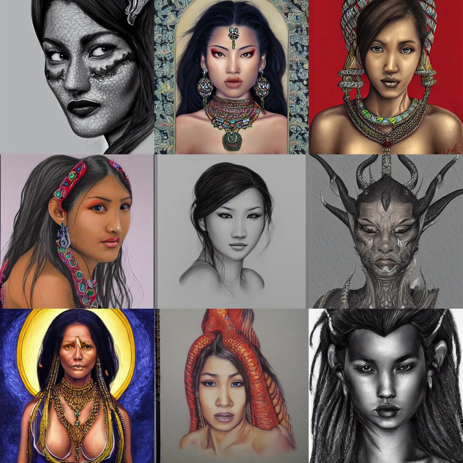 Prompt: naga portrait, photorealistic, highly detailed