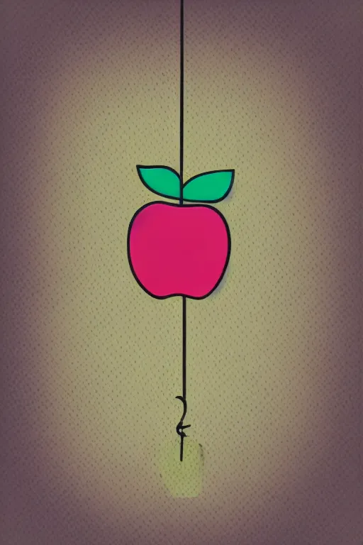 Prompt: minimalist boho style art of a colorful apple hanging on a tree, illustration, vector art