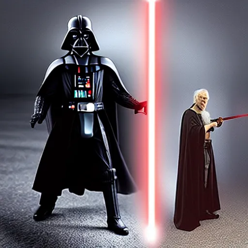 Prompt: gandalf vs darth vader, dramatic lighting,