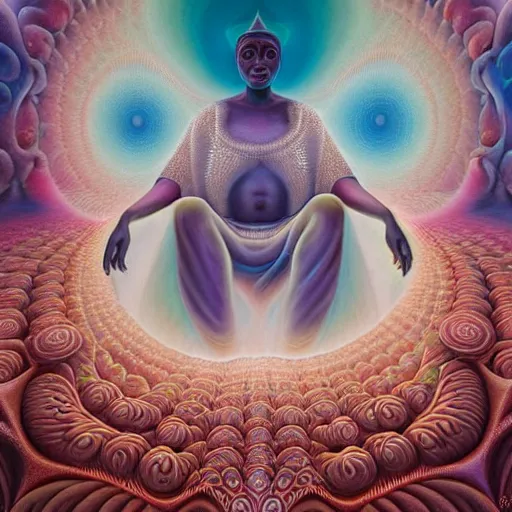 Image similar to obatala the cosmic god sitting in a cabana made of nebula clouds, by Adi granov and afarin sajedi and amanda sage and evgeni gordiets and Agostino Arrivabene in a psychedelic portrait style, ultrarealistic matte painting, volumetric lighting, fractal, extremely symmetrical, highly detailed face, orisha, 8k, hd