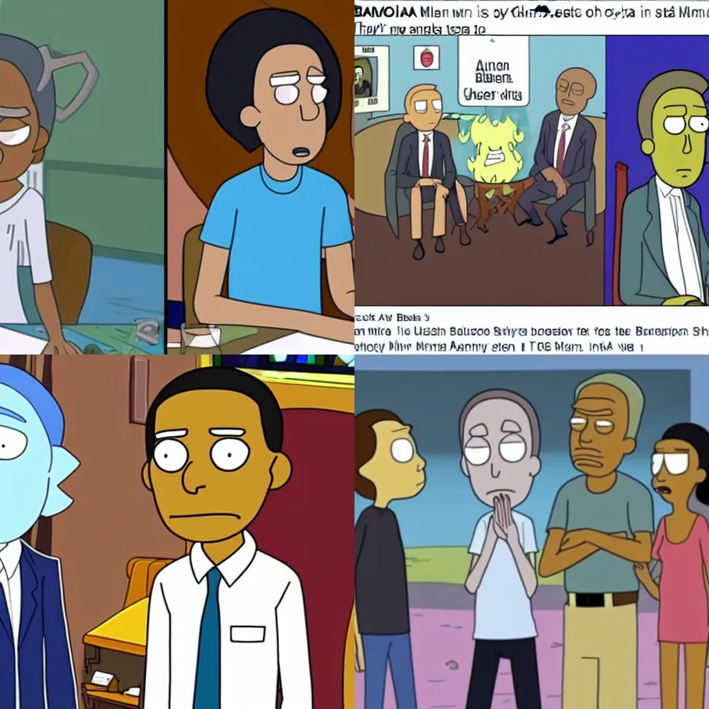 Prompt: Barack Obama in Rick and Morty