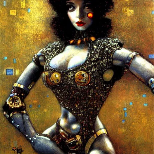 Image similar to robots, intricate detail, painting, jazz age, klimt, royo, frazetta, whealan,