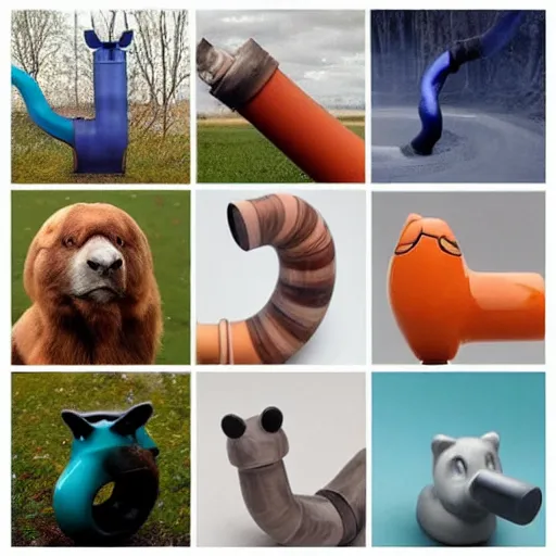 Image similar to pipe smoke shaped like different color animals