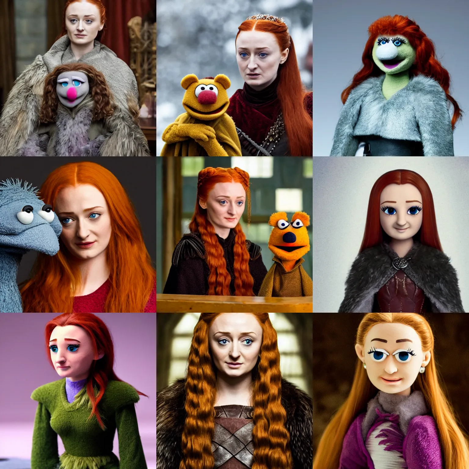 Prompt: sansa stark as a muppet