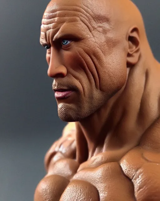 Image similar to close up shot of dwayne johnson action figure. dnd, high fantasy. royo, artgem, wlop