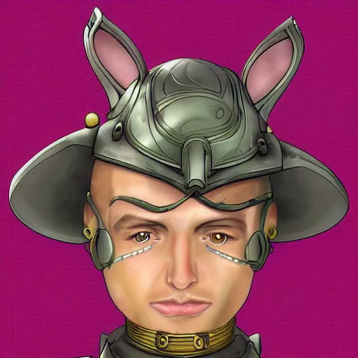 Prompt: digital art portrait of a fantasy rabbit soldier by kyle ferrin