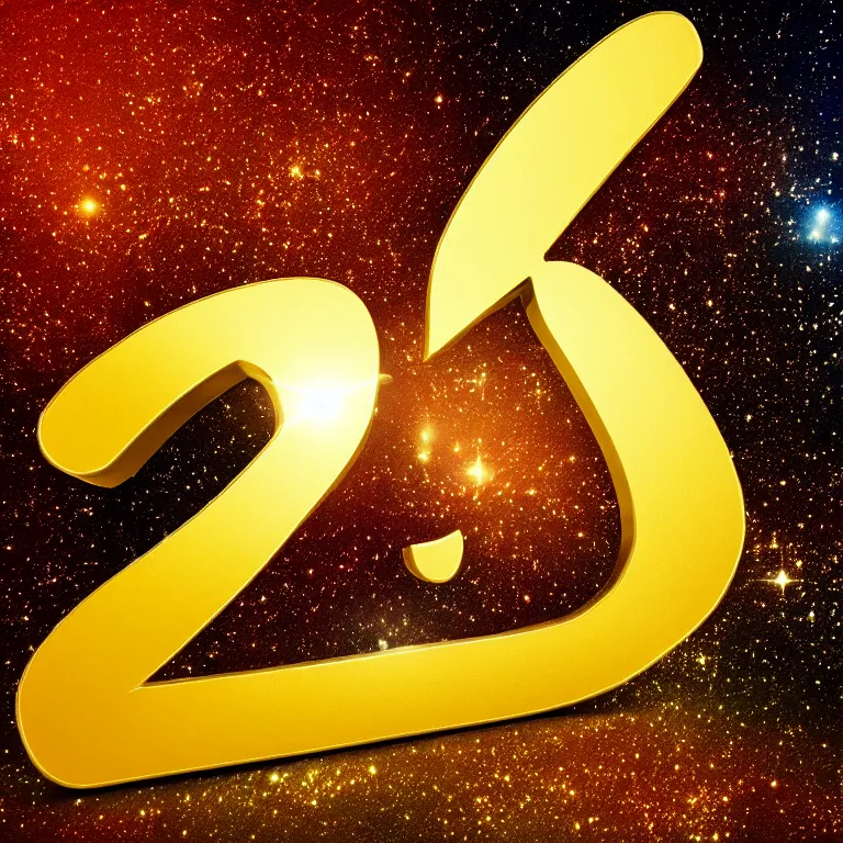 Image similar to letter q in gold style on space background, cinematic, highly detailed