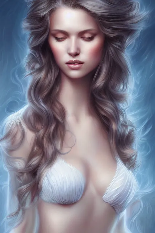 Image similar to Nearthendahl voluptous angels, fantasy, long hair, intricate, elegant, highly detailed, digital painting, artstation, concept art, smooth, sharp focus, illustration, art by artgerm and manara