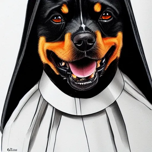 Image similar to Rottweiler as Darth Vader, drawing