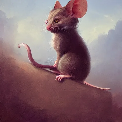 Image similar to hybrid of mouse and cat and rat, half cat - half mouse, digital art fantasy art, art by george stubbs, jakub rozalski, anton fadeev, james gurney