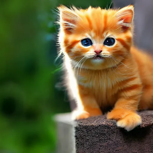 Image similar to cute fluffy orange tabby kitten, award winning photograph