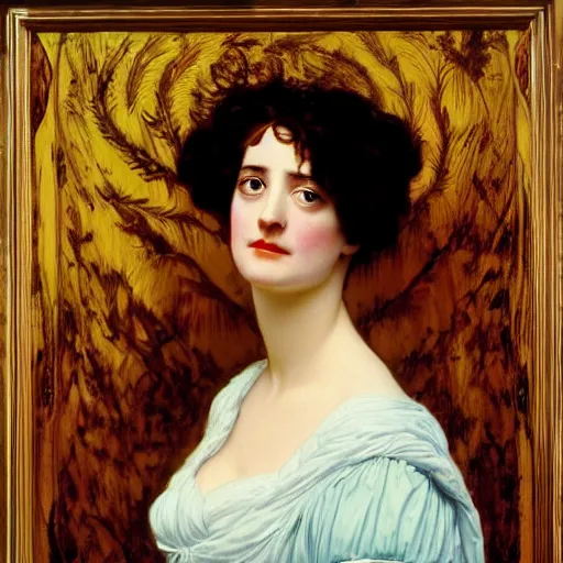 Image similar to portrait en buste of eva green in an edwardian dress by frederic william burton and frederic leighton, abundantly detailed