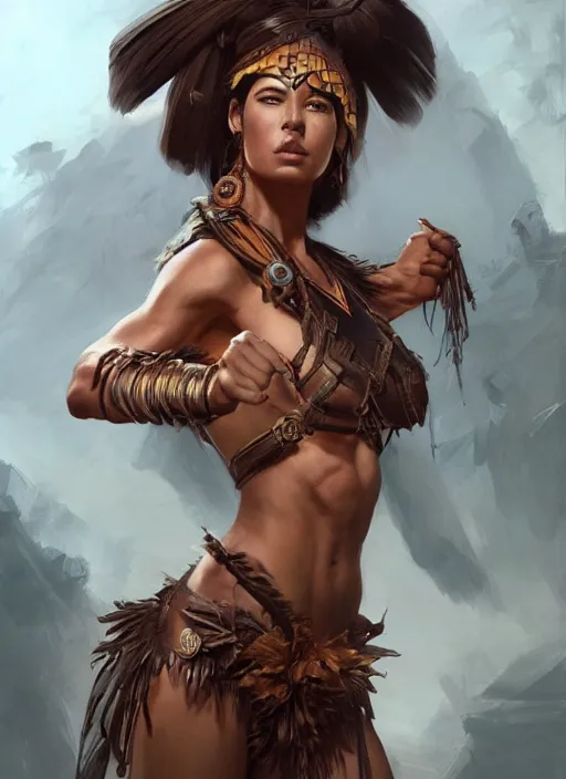 Image similar to A beautiful digital painting of an amazonian warrior, by Stanley Artgerm Lau, frank frazetta, Rossdraws, James Jean, gerald brom, Andrei Riabovitchev, Marc Simonetti, and Sakimichan, trending on artstation, SFW version