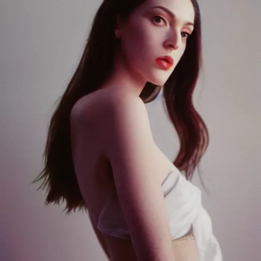 Image similar to realistic photoshoot for a new aime leon dore lookbook, color film photography, portrait of a beautiful woman in style of Campbell Addy, 35mm, graflex