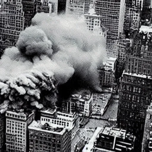 Prompt: a photo of a giant dog destroying new york citys buildings, explosions, fire