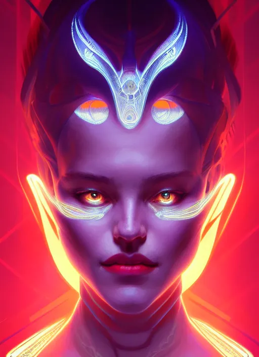 Image similar to symmetry!! portrait of demon terrfied by angle, glowing lights!! intricate, elegant, highly detailed, digital painting, artstation, concept art, smooth, sharp focus, illustration, art by artgerm and greg rutkowski and alphonse mucha, 8 k