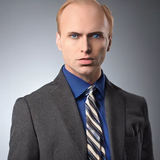 Image similar to photograph of a blond male, middle aged balding superhero, with dark blue eyes and very pale skin