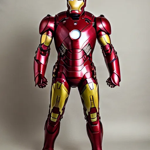 Image similar to ancient rusty medieval iron man suit. studio photography
