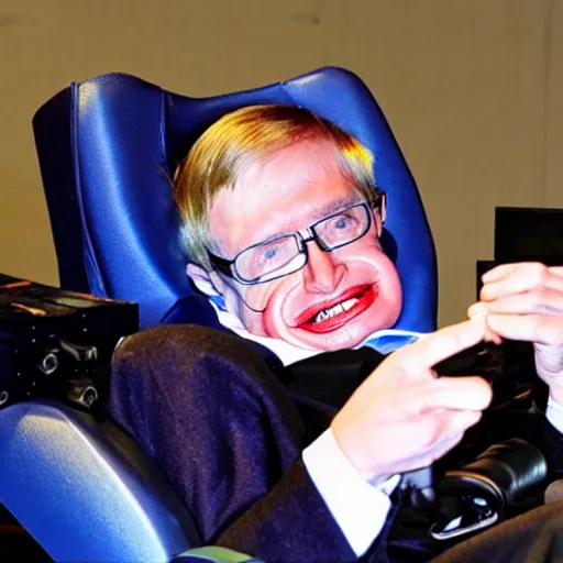 Image similar to stephen hawking wins a brutal lazer tag tournament