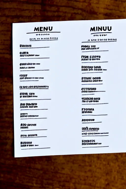 Image similar to a piece of paper with a menu written on it