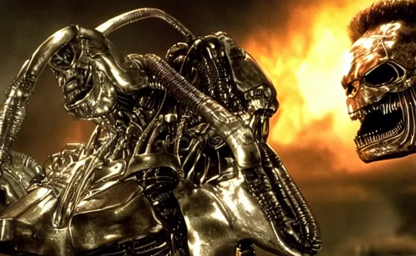 prompthunt: terminator vs alien vs predator vfx film hd