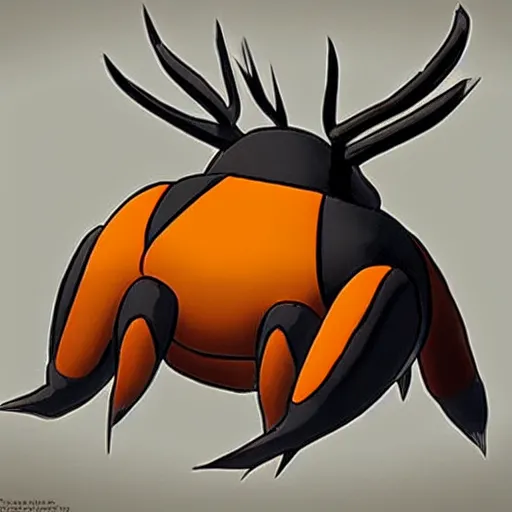 Image similar to A pokemon that looks like a stag beetle,The carapace spreads out like a pumpkin，Trending on art station. Unreal engine.