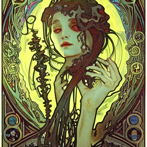 Image similar to lovecraftian by alphonse mucha