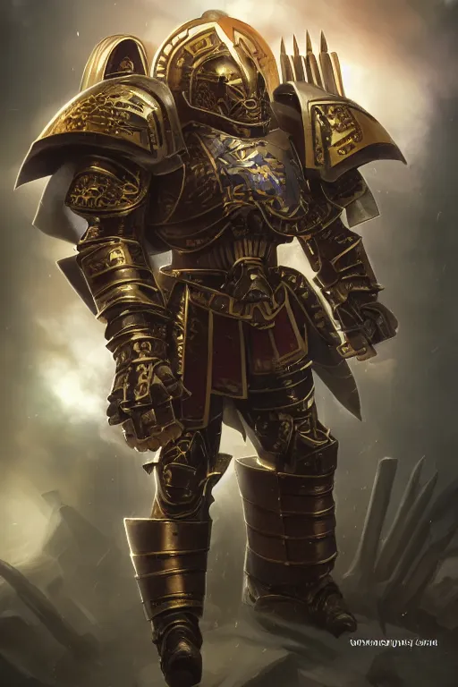 Image similar to armor portrait heros warhammer 4 0 k horus heresy fanart - the primarchs emperor by johannes helgeson animated with vfx concept artist & illustrator global illumination ray tracing hdr fanart arstation zbrush central hardmesh 8 k octane renderer comics stylized