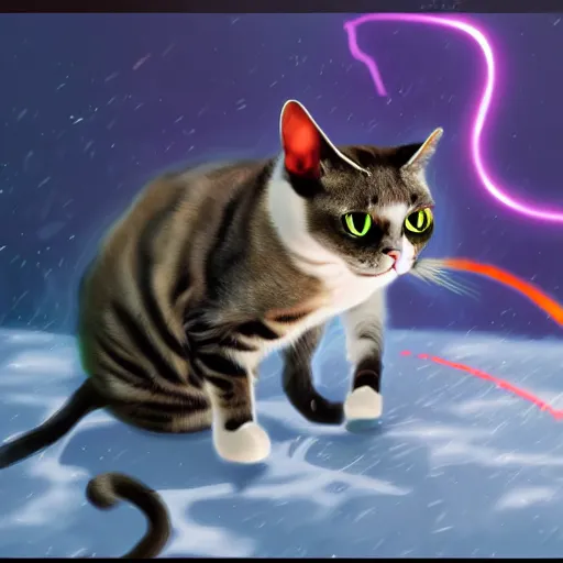 Image similar to cyborg cat with laser guns drawn in the blizzard style artists