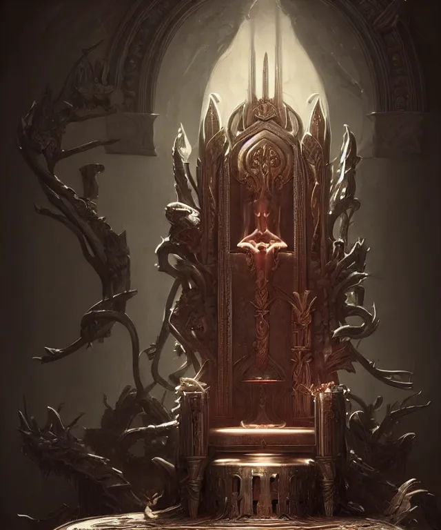 Image similar to throne, true anatomy!, extremely detailed!, digital painting, unreal engine 5, art by tom bagshaw