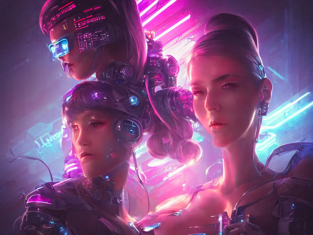 Prompt: portrait futuristic female cyber warrior, on cyberpunk neon light tokyo rooftop, ssci - fi and fantasy, intricate and very beautiful, highly detailed and digital painting, concept art, smooth, illustration, art by rossdraws and taekwon kim / a - rang, luxearte and liya nikorov and rongzhen luo
