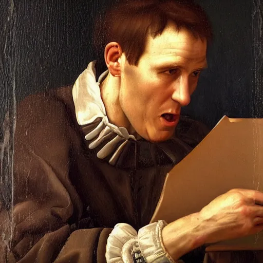 Prompt: a happy man studying soccer tactics, detailed, highly detailed, heroic, epic, complex, very detailed, realistic, HD quality, 8k resolution, body and headshot, Oil Painting, Italian Renaissance Painting of Jerma985, Italian Renaissance Painting Style, Renaissance Painting Style, Painting, Trending on Artstation